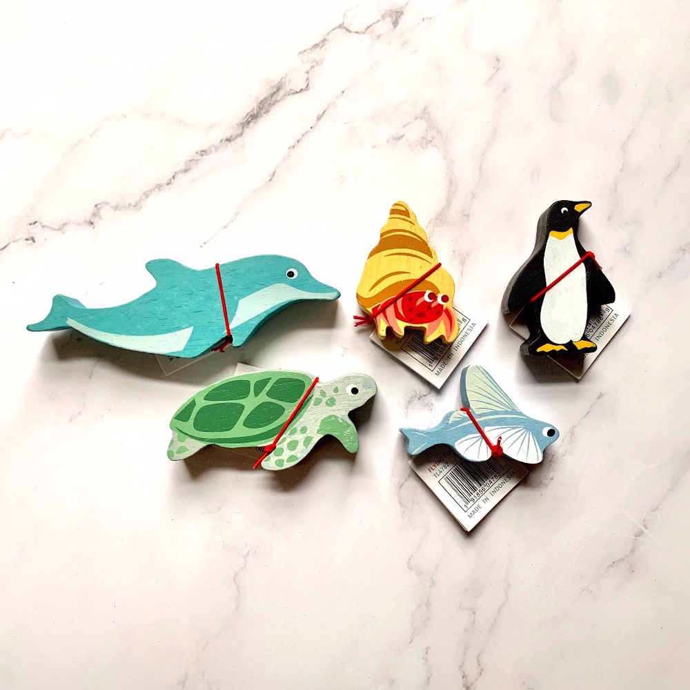 5 Wooden Animals, Sea Theme